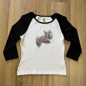 Y2K Static-X Start A War Black And White Raglan Shirt Size XL Industrial Metal